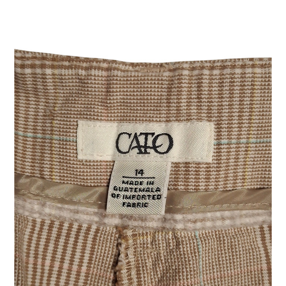 Cato Glen Check Capri Pants Women’s Size 14 – Tan Beige Preppy Corpcore Casual - Picture 7 of 9